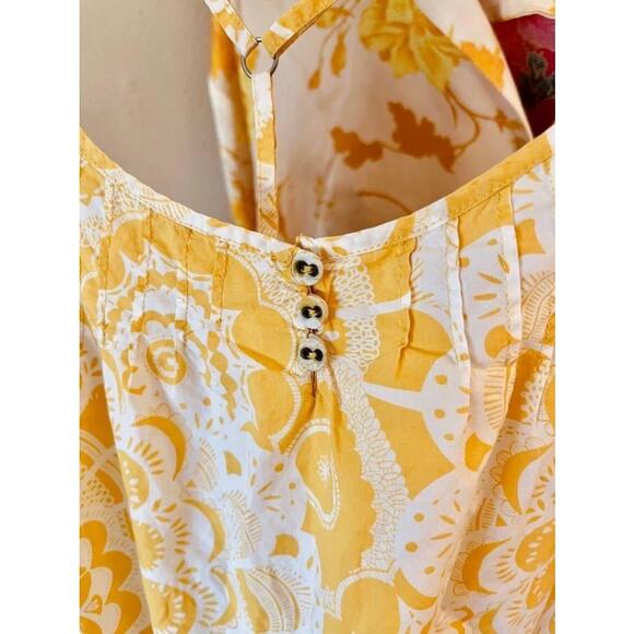 Anthro Lilka Yellow Floral Print Tank Top - Size L - Picture 2 of 5